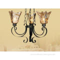 64cm Height Big Retro Wrought Iron Amber Glass Chandelier L